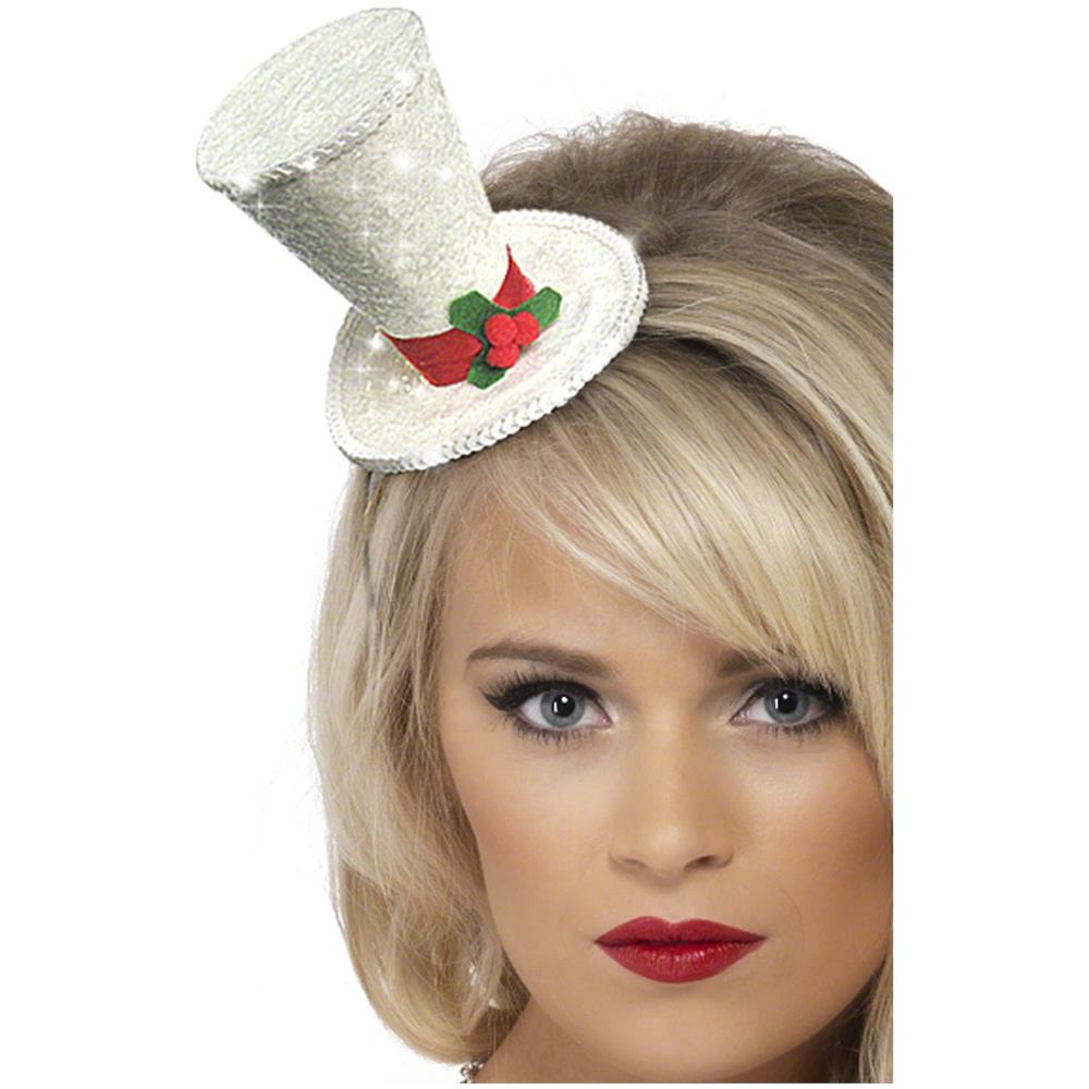 Mini Cappello Adulto Di Colore Bianco Per Natale Taglia Unica - Foto 1