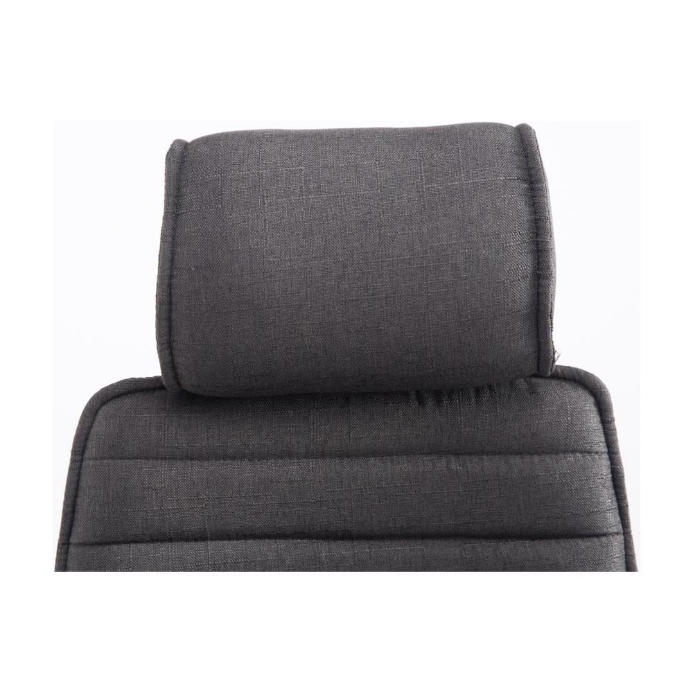 Poltrona da Ufficio Rako con Poggiatesta in Tessuto e Metallo - Poltrona Direzionale Regolabile 46-57cm - Sedia Imbottita con Braccioli e Ruote Grigio Scuro - Foto 5