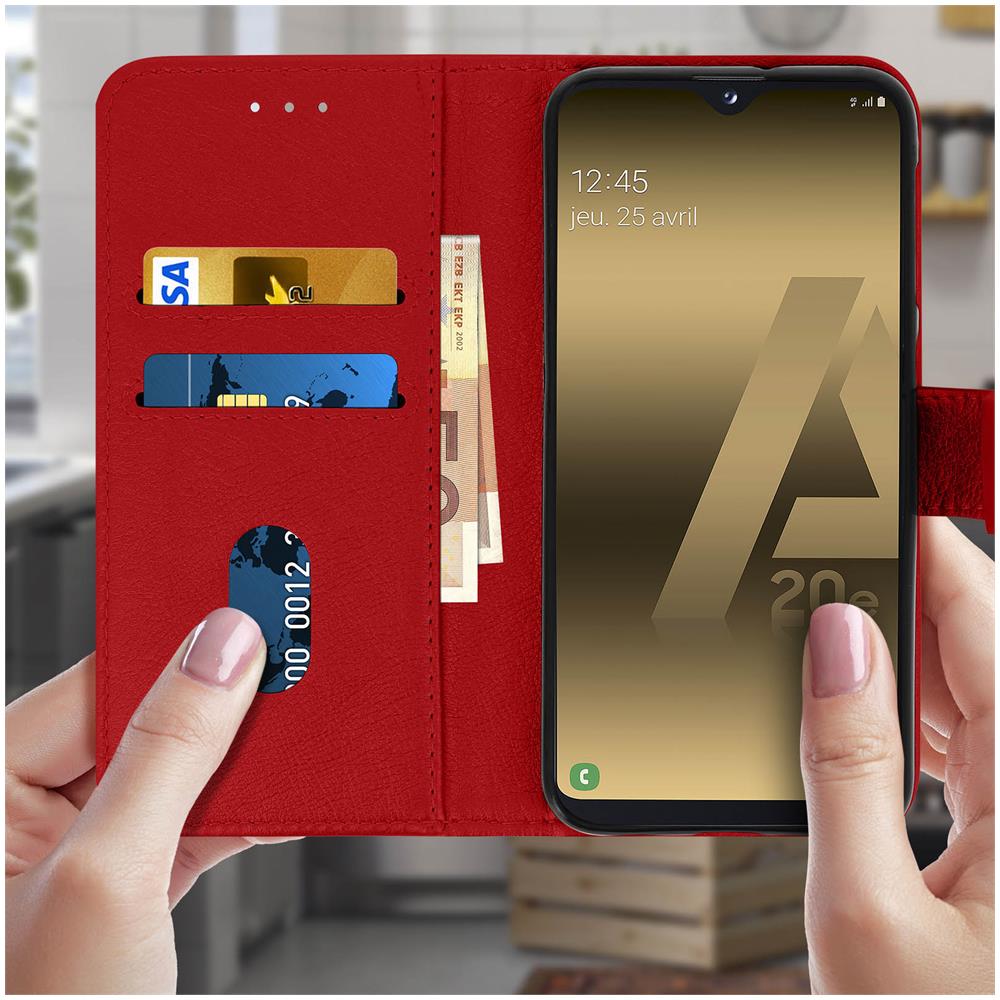 Custodia Galaxy A20e Portacarte Funzione Supporto Cover Silicone - Rosso - Foto 5