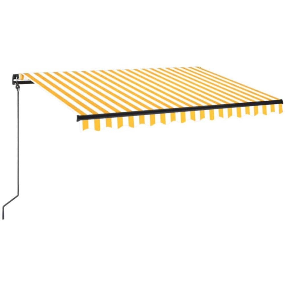 Tenda da Sole Retrattile Manuale LED 350x250 cm Gialla e Bianca - Foto 1