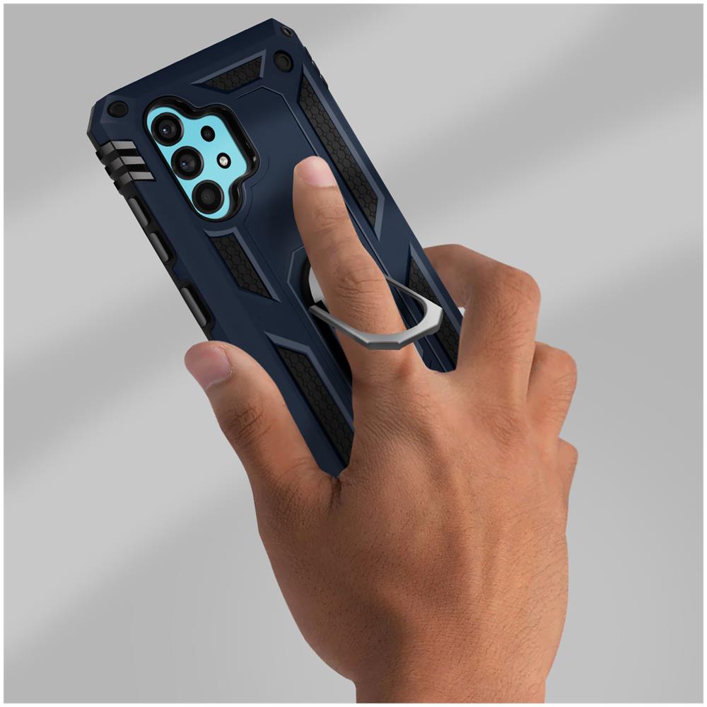 Cover Samsung Galaxy A32 Protezione Con Anello Funzione Supporto Blu Notte - Foto 2