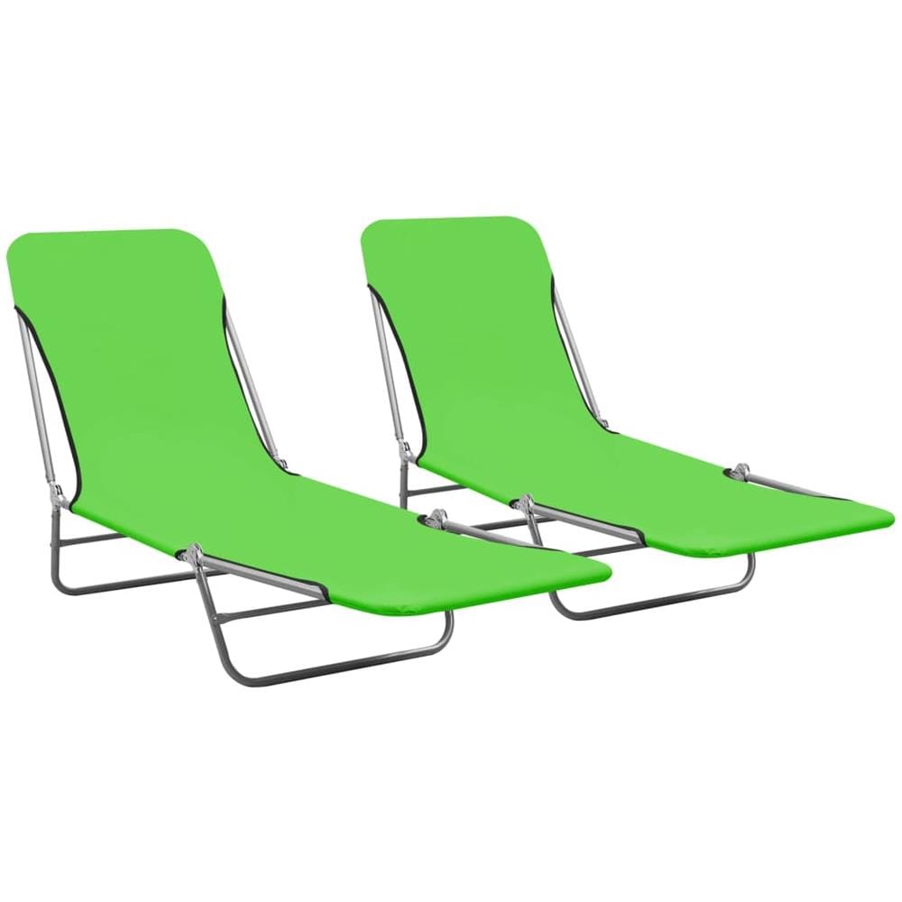 Lettini Prendisole Pieghevoli 2pz in Acciaio e Tessuto Verde - Foto 1