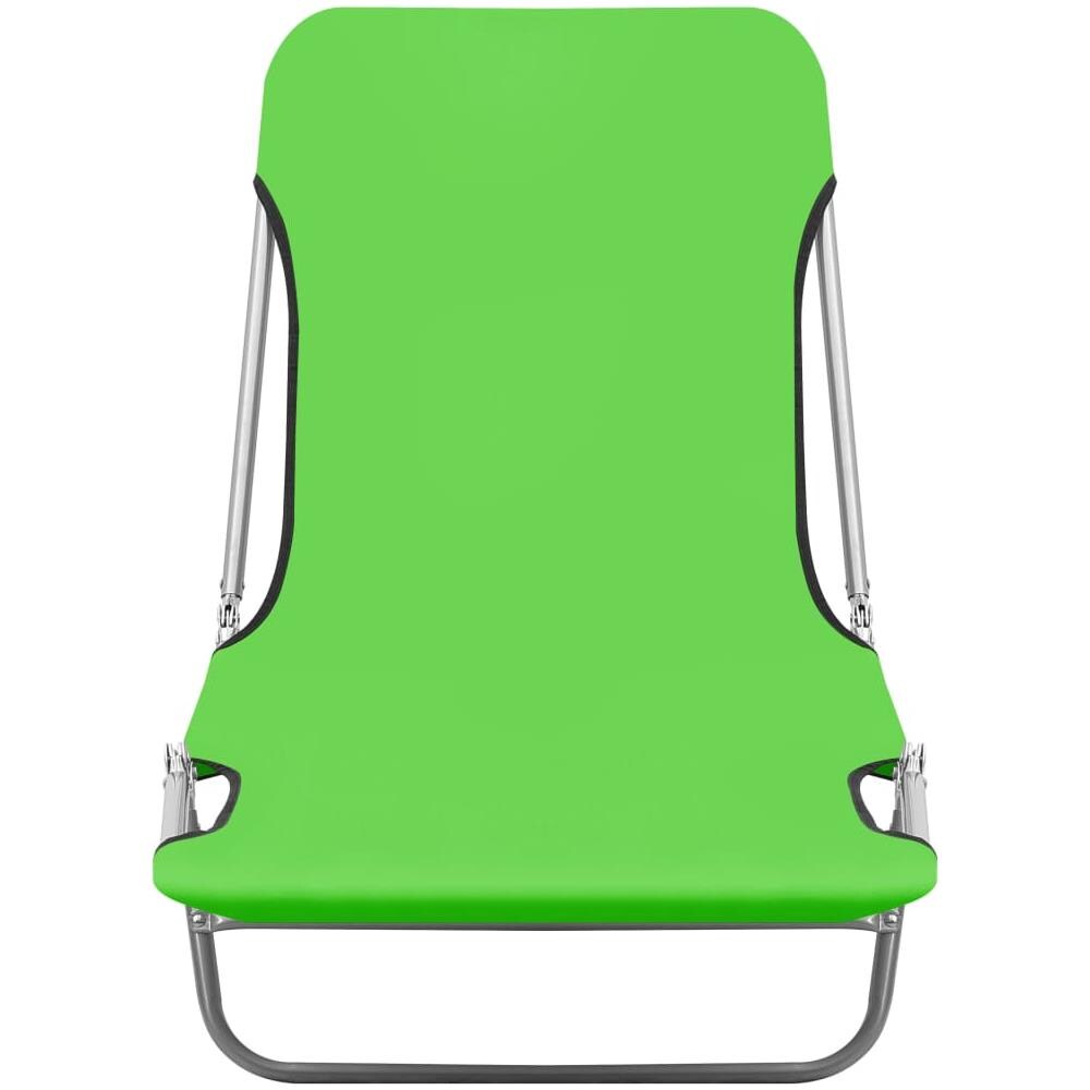 Lettini Prendisole Pieghevoli 2pz in Acciaio e Tessuto Verde - Foto 2