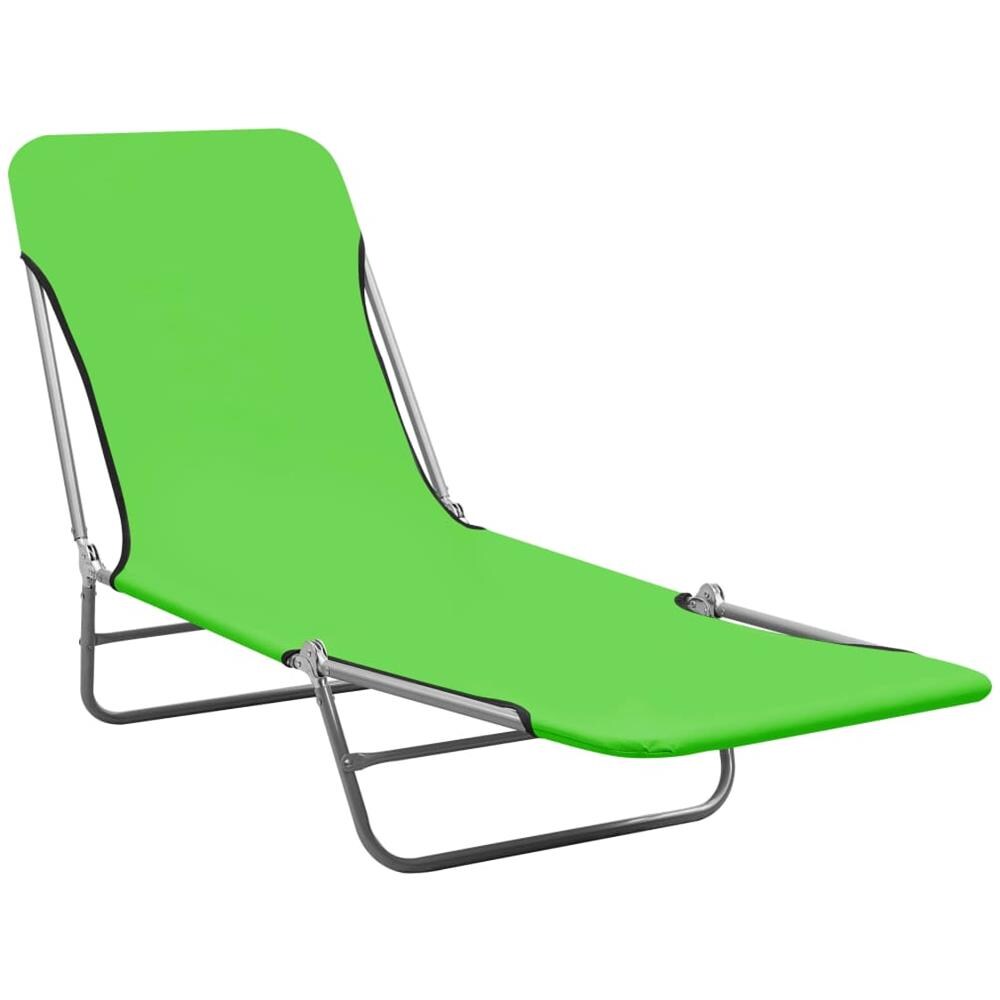 Lettini Prendisole Pieghevoli 2pz in Acciaio e Tessuto Verde - Foto 3