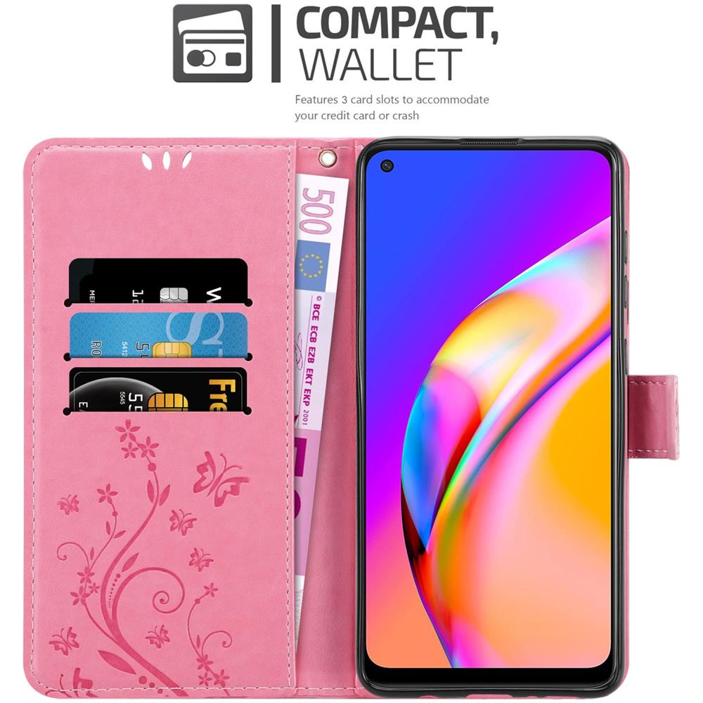 Custodia Compatibile Con Oppo A94 5g In Rosa Fiore - Coperchio Protettivo In Design Floreale Con Chiusura Magnetica, Funzione Stand E Slot Per Carte - Foto 2