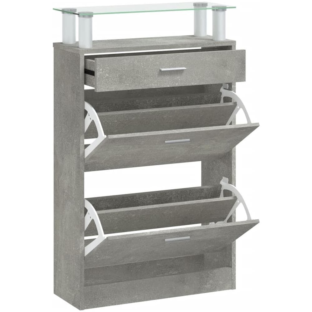 Scarpiera Grigio Cemento 63x24x104 Cm In Legno Multistrato - Foto 2