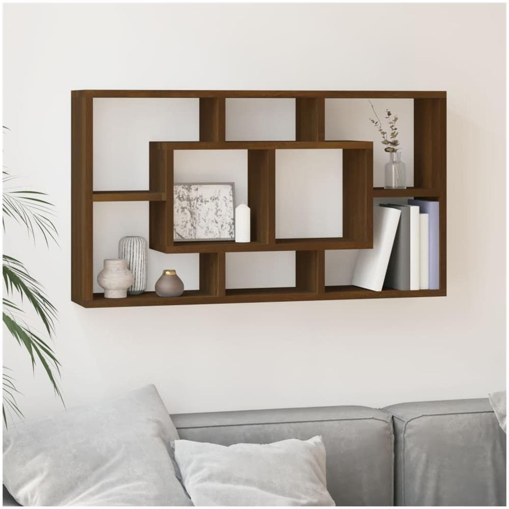 Scaffale A Muro 8 Scomparti Rovere Marrone - Foto 1