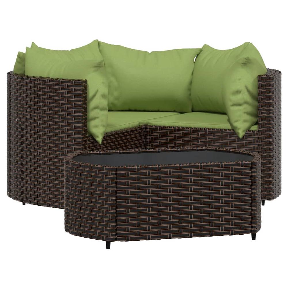 Set Mobili Da Giardino 4 Pz Con Cuscini In Polyrattan Marrone - Foto 2