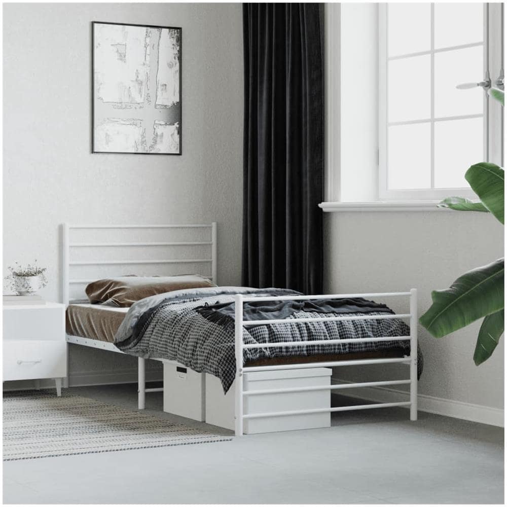 Giroletto Con Testiera E Pediera Metallo Bianco 90x190 Cm - Foto 1