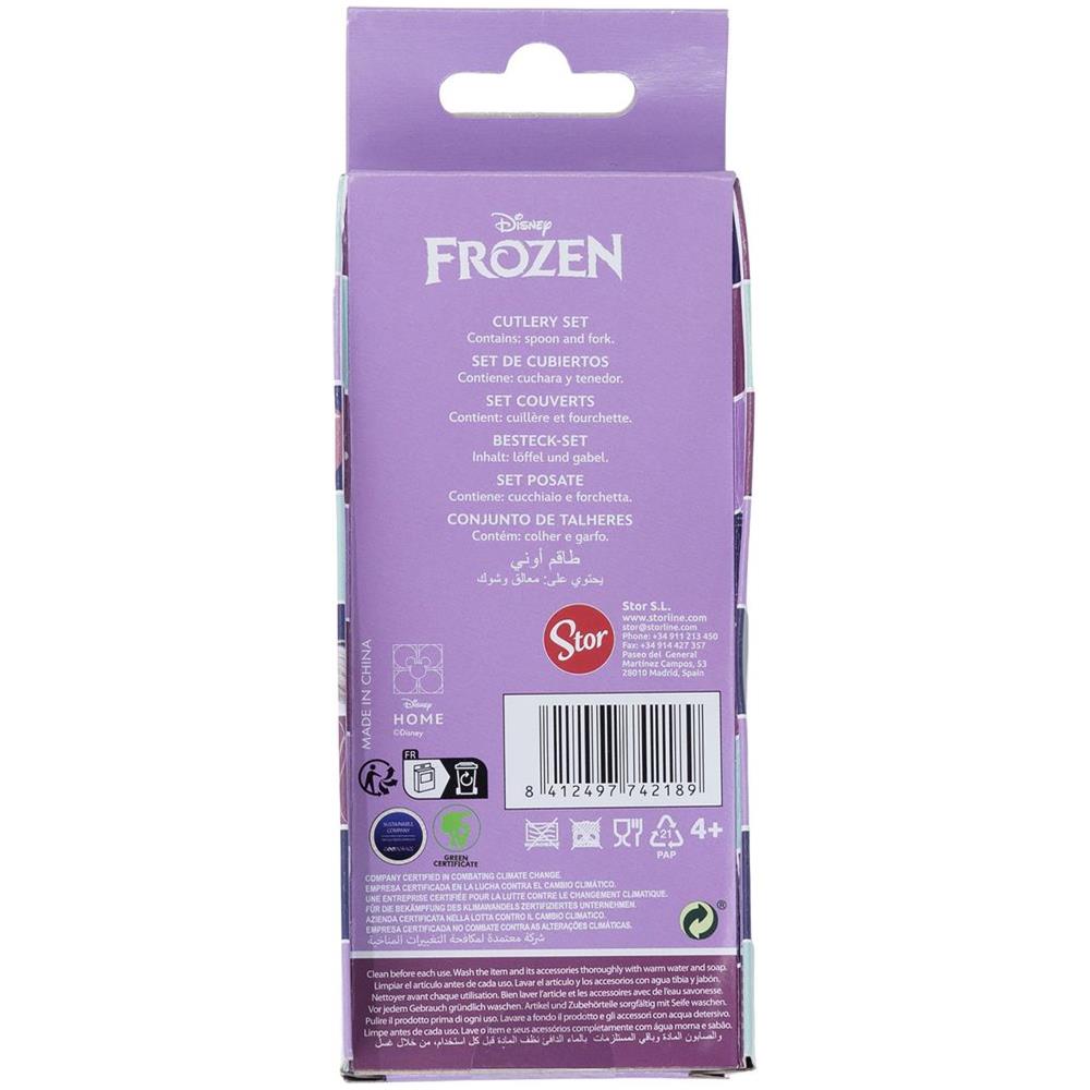 Disney Set 2 Posate Azzurre Per Bambine In Acciaio Inossidabile Frozen Elsa E Anna Con Punte Arrotondate - Foto 3