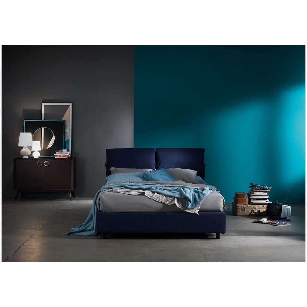 Letto Matrimoniale, Modello Helsinky Dal Gusto Intramontabile Un Evergreen, Rete Da 160x190 Cm Con Doghe In Legno, Box Contenitore, Rivestimento Sfoderabile, Made In Italy - Foto 2