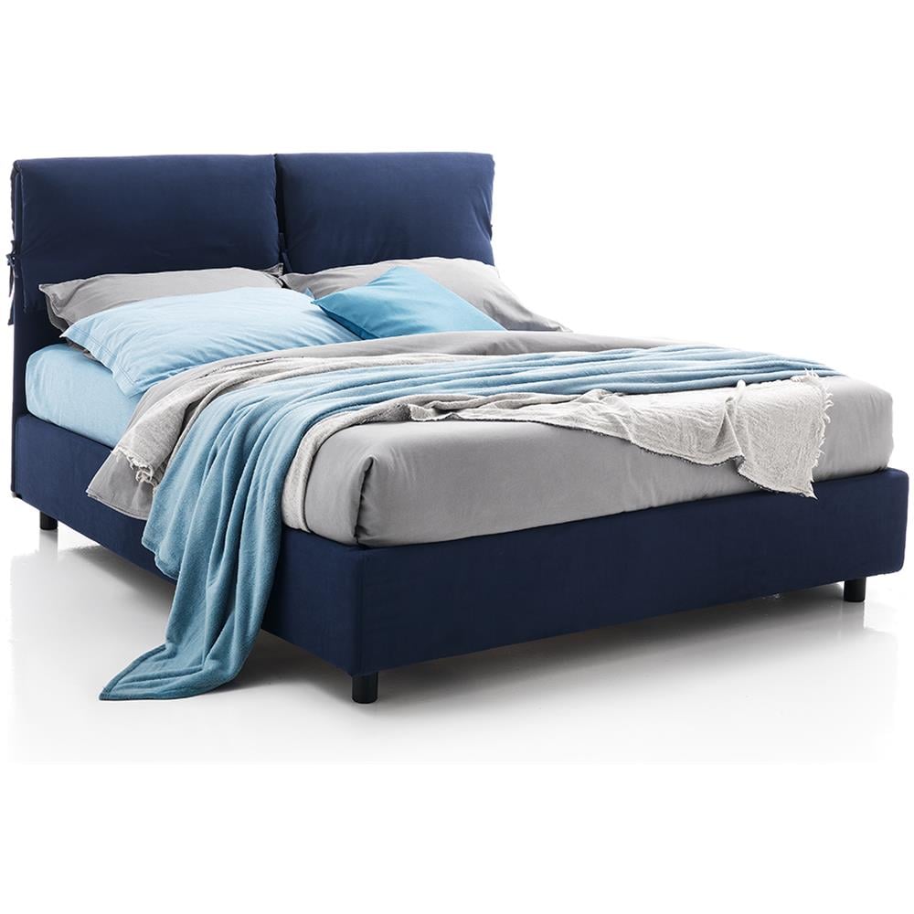 Letto Matrimoniale, Modello Helsinky Dal Gusto Intramontabile Un Evergreen, Rete Da 160x190 Cm Con Doghe In Legno, Box Contenitore, Rivestimento Sfoderabile, Made In Italy - Foto 1