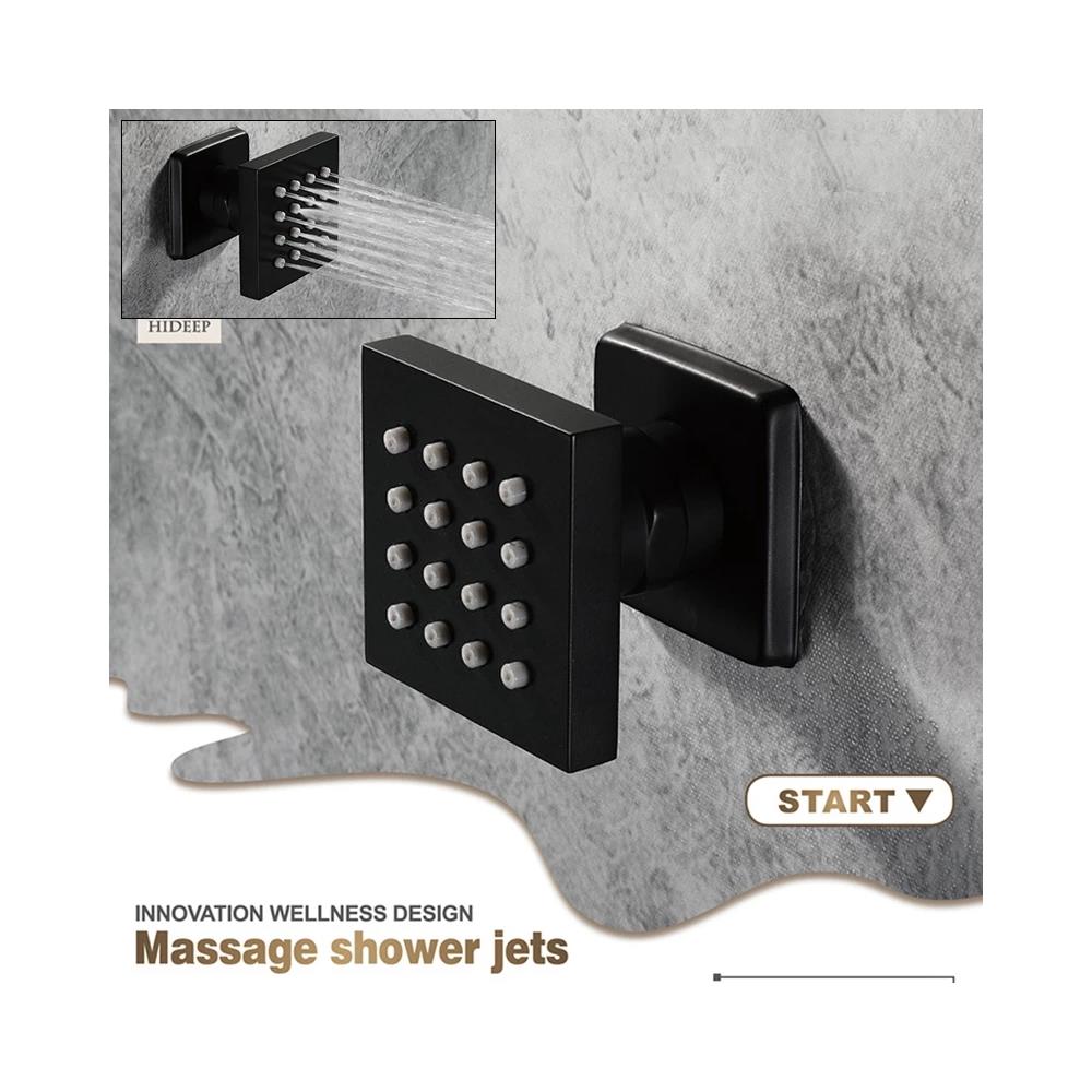 Set miscelatore doccia, Blackswan, tipo M73.59, ugelli massaggianti, modello nero opaco, misura 20 cm - Foto 4