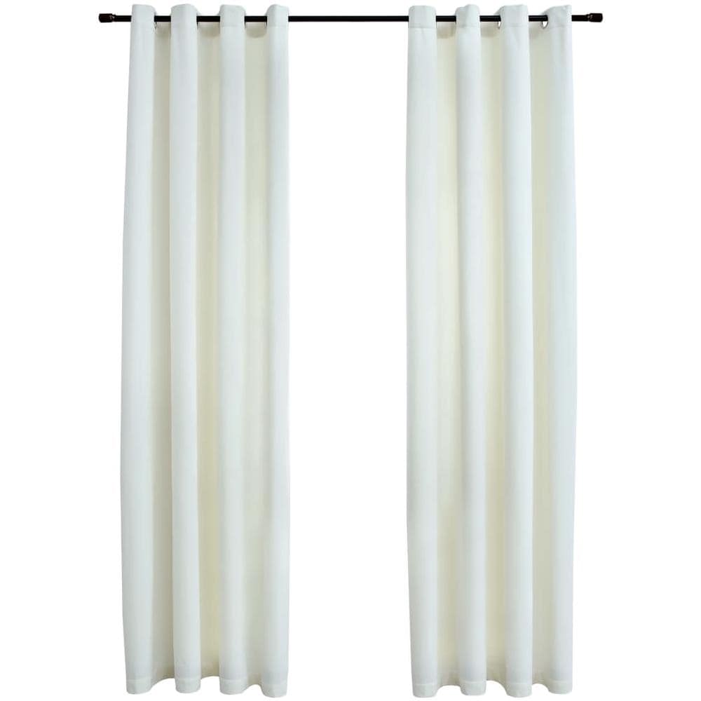 Tende Oscuranti Con Anelli 2 Pz Crema In Velluto 140x225 Cm - Foto 2