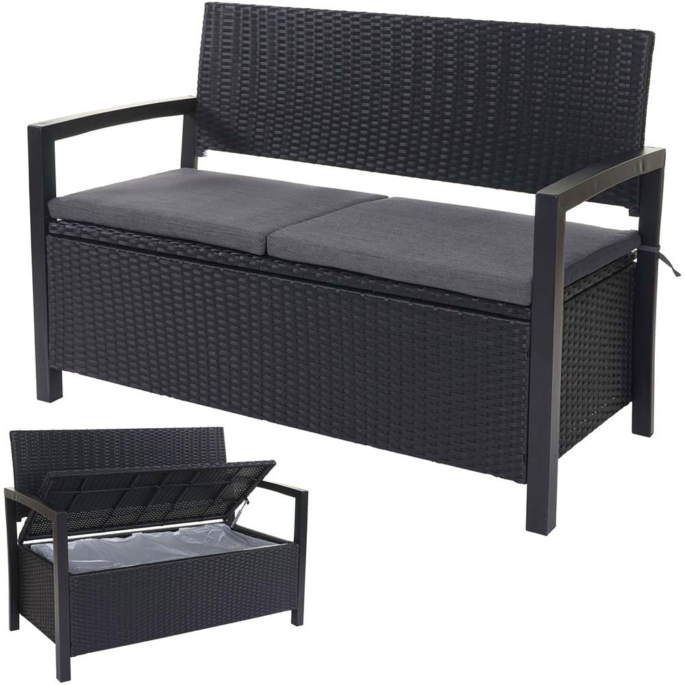 vidaXL Panchina da Giardino in Polyrattan Grigio con Cuscino Panca per Esterni