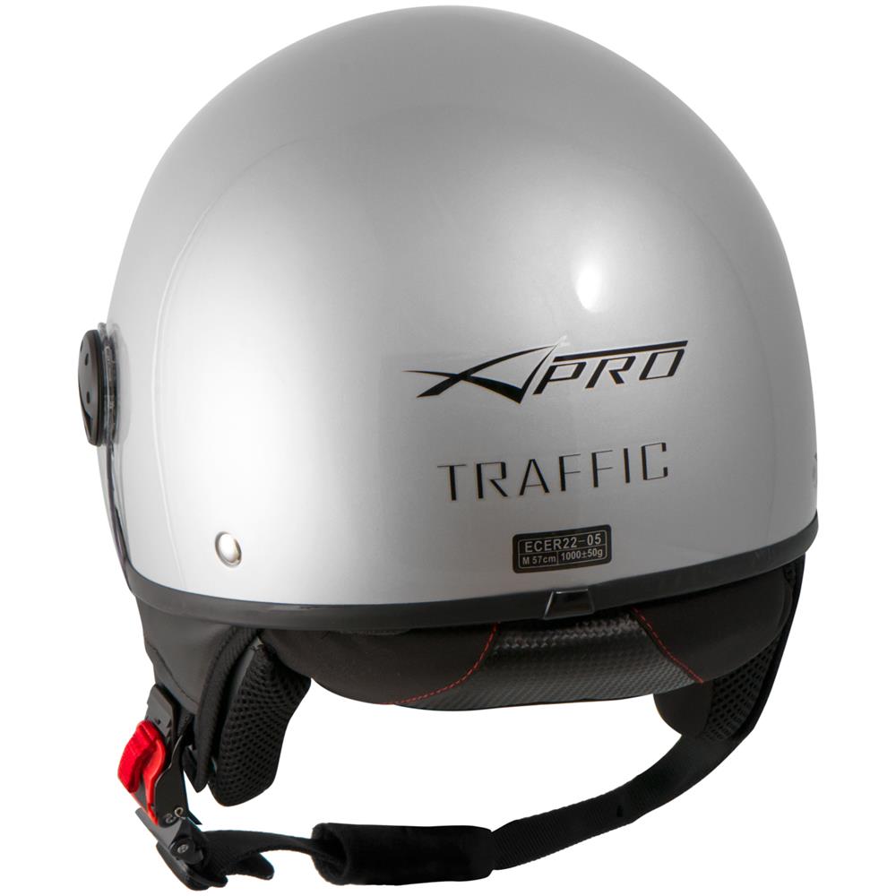 Casco Jet Scooter Moto Ece 22 Doppia Visiera Parasole Argento Xs - Foto 2