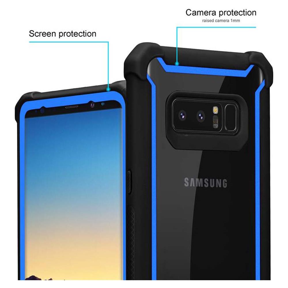 Cadorabo Custodia Compatibile Con Samsung Galaxy Note 8 In Blu Nero - Coperchio Protettivo 2 In 1 Con Bordo In Silicone Tpu E Retro In Vetro Acrilico - Foto 2