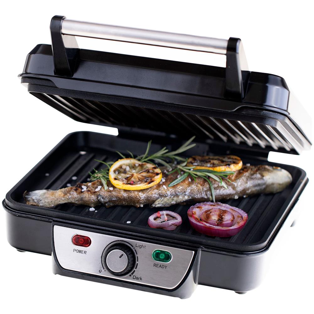 Mesko Ms 3050 Piastra E Griglia Elettrica Per Cucinare, Contact Grill 180°, Antiaderenti 2500w Nero - Foto 2