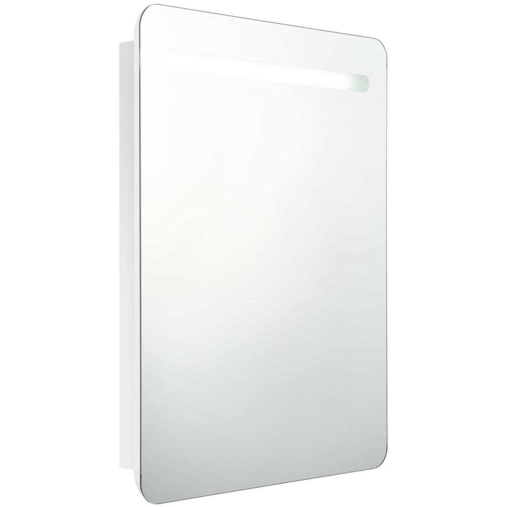 Armadietto Bagno con Specchio e LED Bianco Lucido 60x11x80 cm - Foto 2