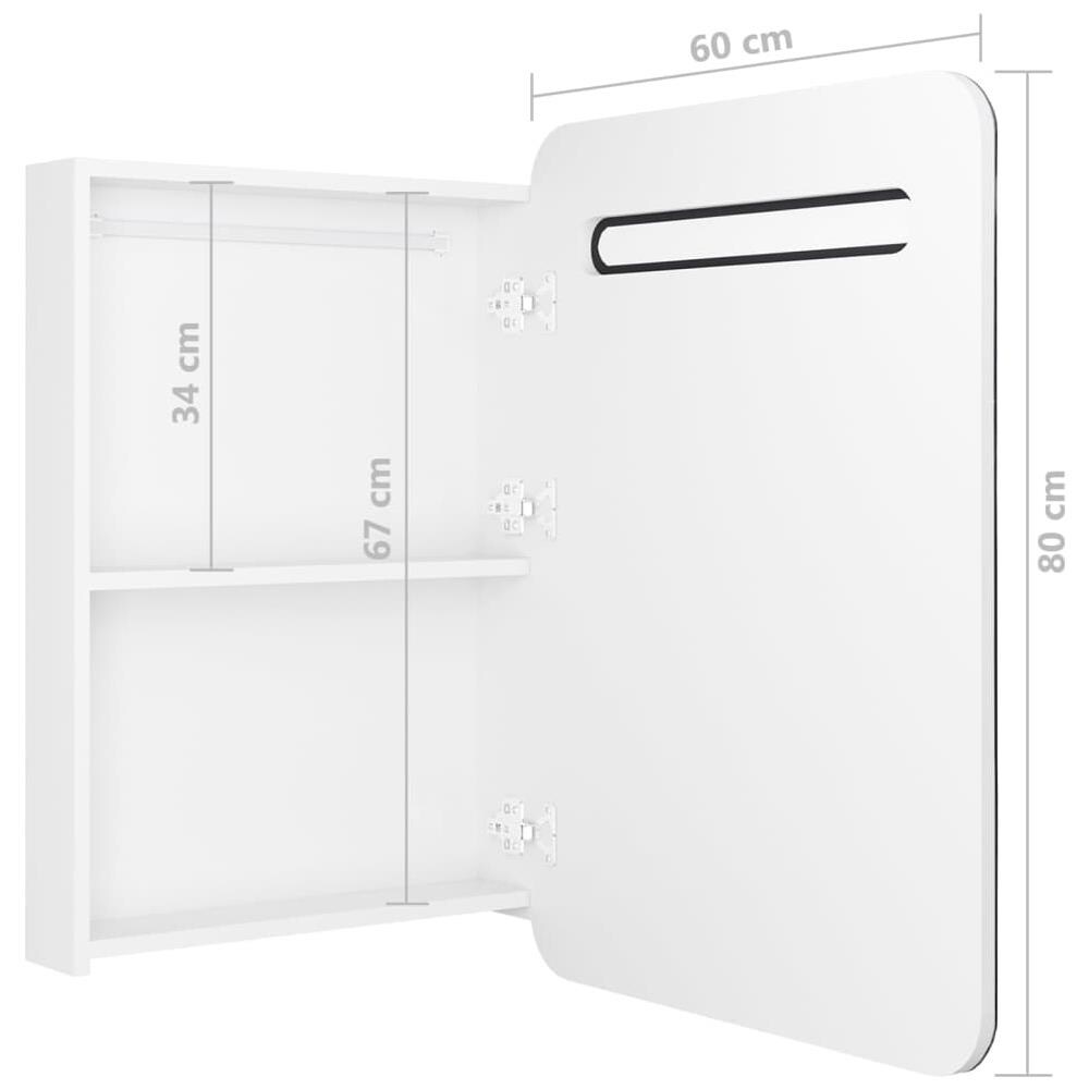 Armadietto Bagno con Specchio e LED Bianco Lucido 60x11x80 cm - Foto 6