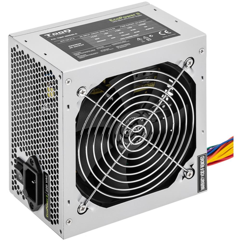 TQEP-500SSE-O - Alimentatore Ecopower II 500W, ventola silenziosa da 120mm con controllo automatico della velocità, (ATX 12V V1.3, CE / RoHS, colore grigio chiaro), cavo NON incluso - Foto 1
