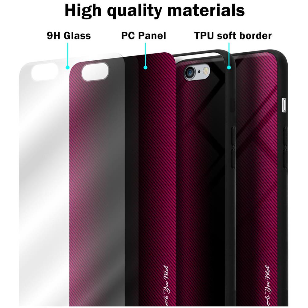 Cadorabo Custodia Compatibile Con Apple Iphone 6 Plus / 6s Plus - Ottica A Strisce In Cremisi Rosa - Coperchio Protettivo In Vetro Temperato E Silicone Tpu - Foto 7