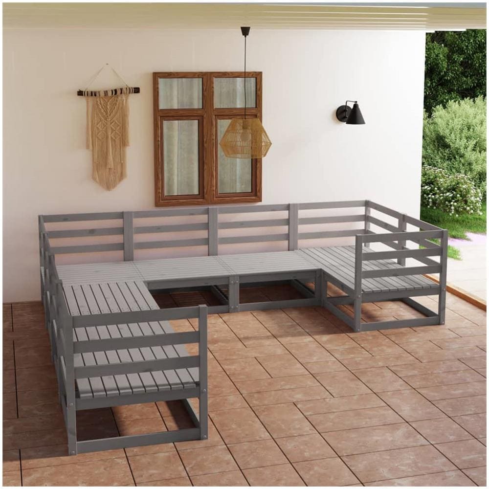 Set Divani da Giardino 8 pz in Legno Massello di Pino - Foto 1