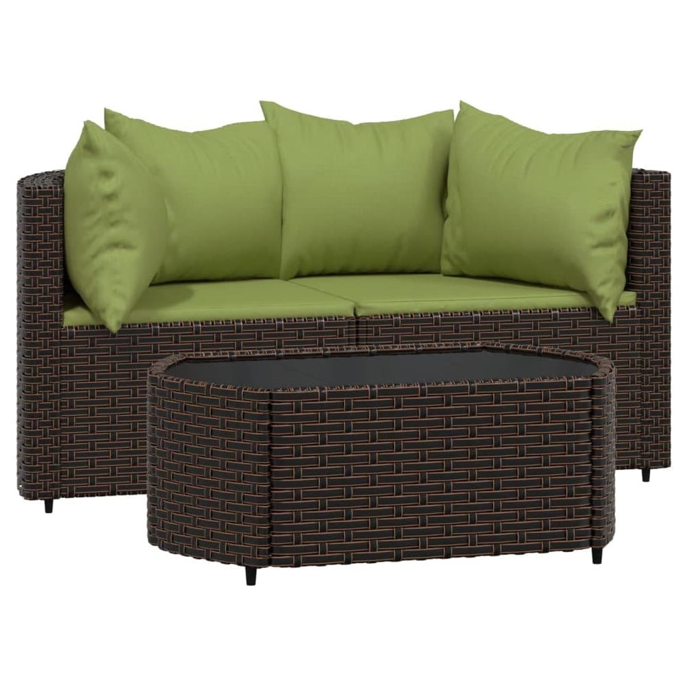 Set Mobili Da Giardino 3 Pz Con Cuscini In Polyrattan Marrone - Foto 2