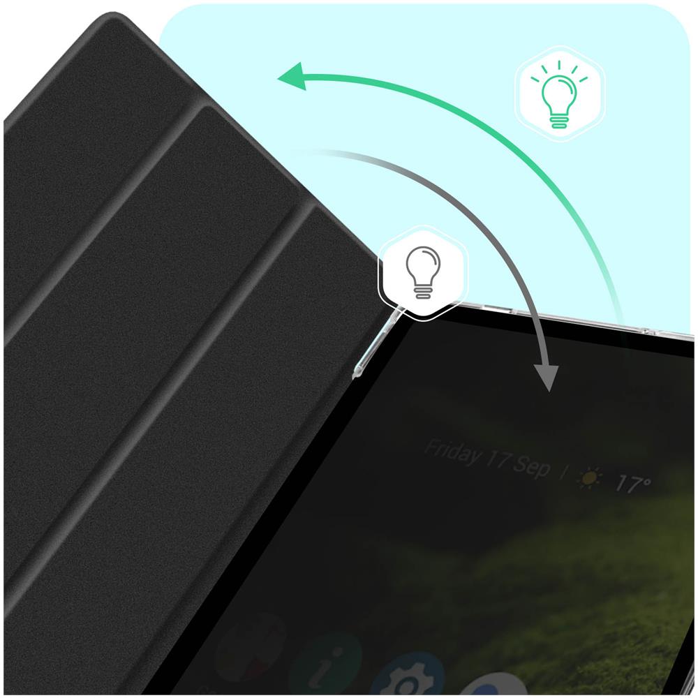 Custodia Tablet Copertina Multiposizione Originale Trasparente / Nero - Foto 2