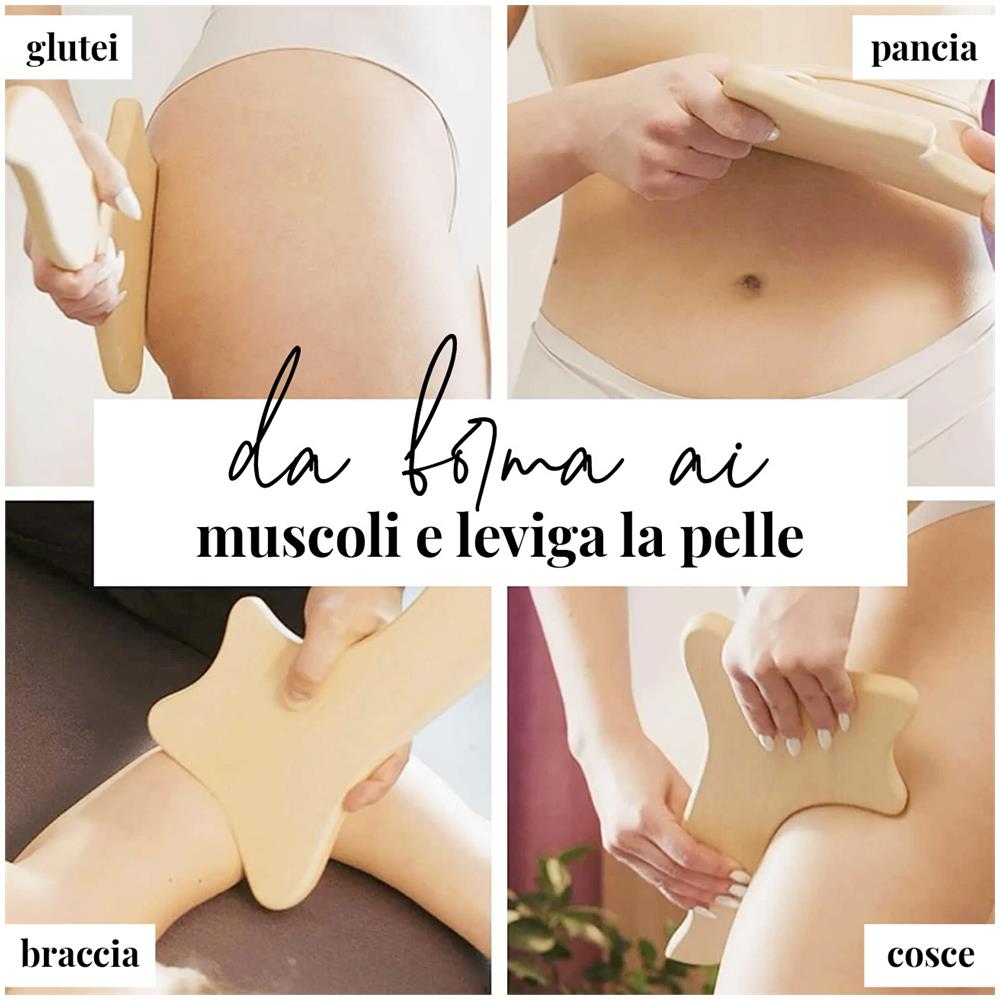 Gua Sha Massaggiatore Per Cellulite In Legno Con Drenaggio Linfatico - Pala Per Maderoterapia - Foto 1
