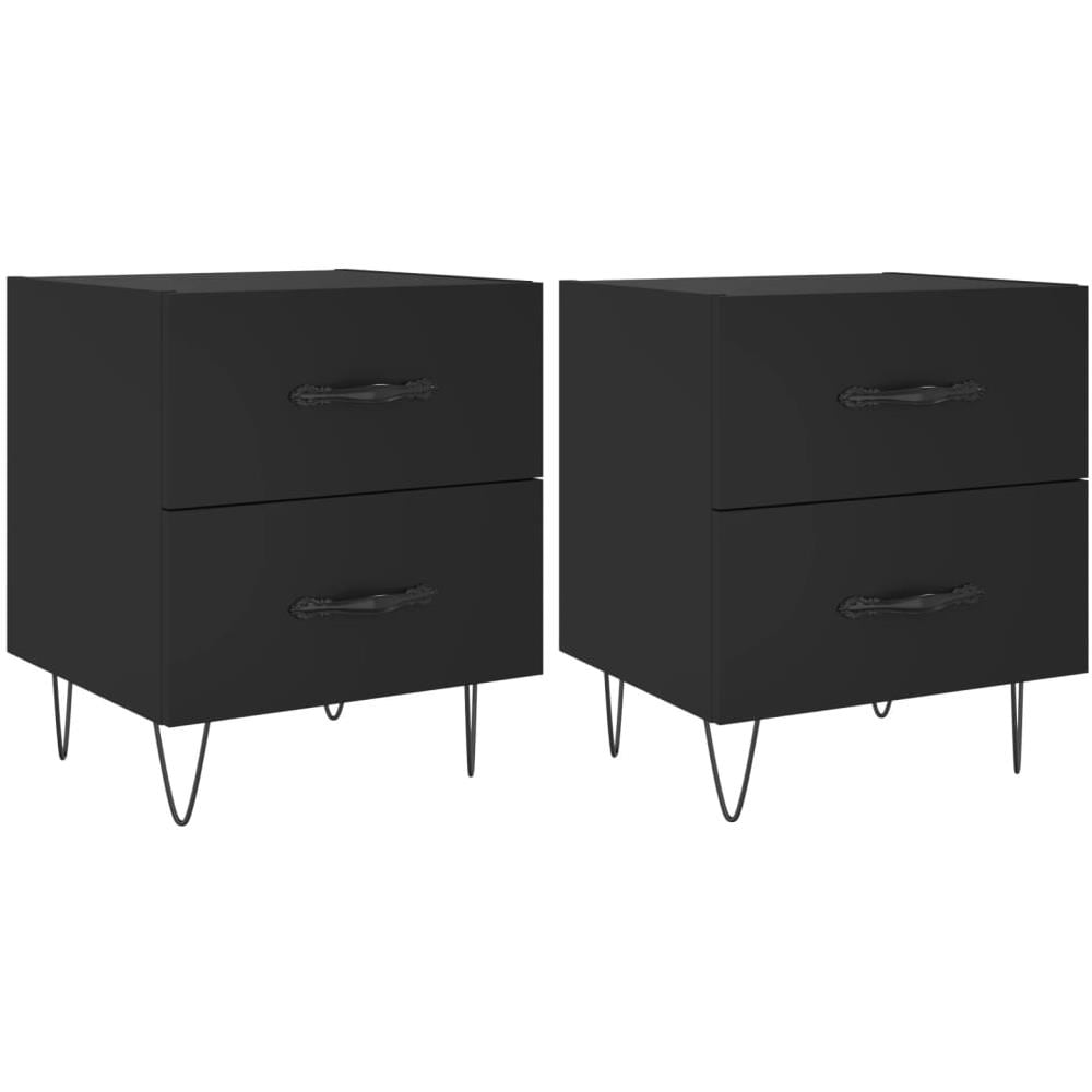 Comodini 2 Pz Neri 40x35x47,5 Cm In Legno Multistrato - Foto 1