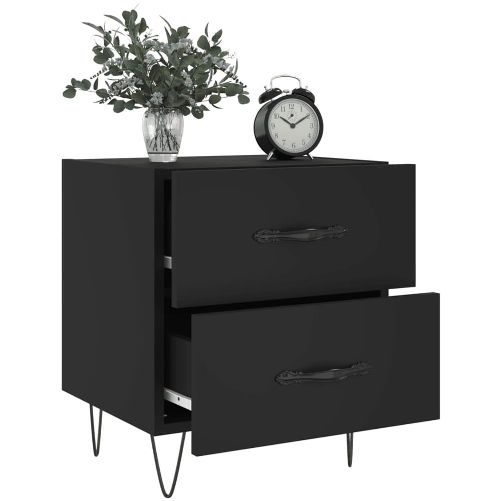 Comodini 2 Pz Neri 40x35x47,5 Cm In Legno Multistrato - Foto 2