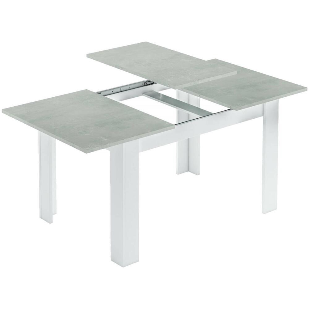 Tavolo Allungabile Midland, Consolle Estensibile Per Sala Da Pranzo, Tavolo Apribile Da Cucina Con Prolunga, 140/190x90h78 Cm, Cemento E Bianco - Foto 2