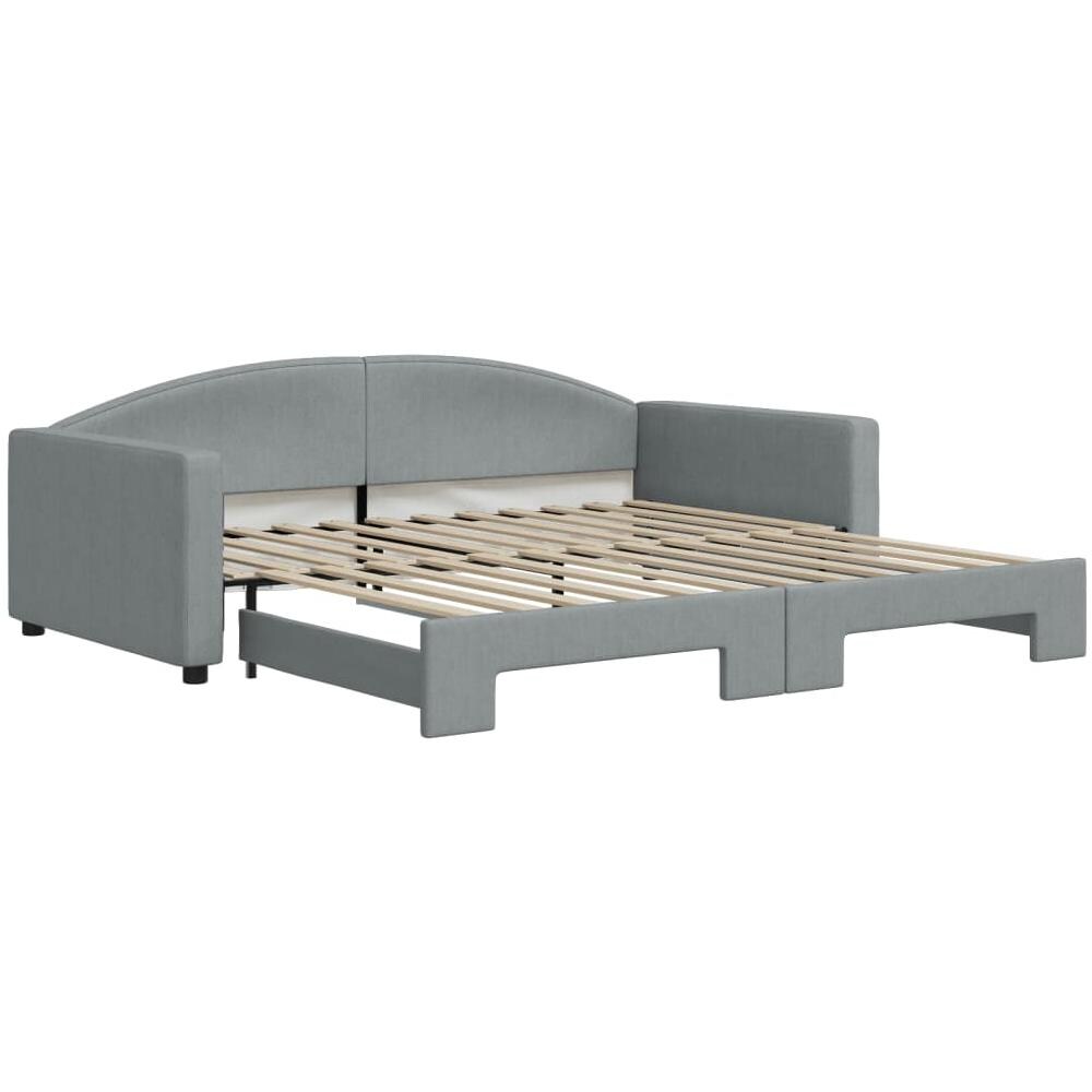 Divano Letto Con Letto Estraibile Grigio Chiaro 100x200 Tessuto - Foto 2