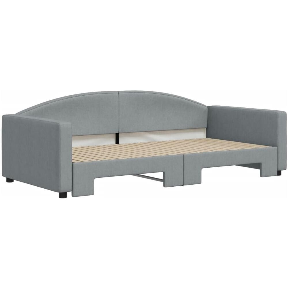 Divano Letto Con Letto Estraibile Grigio Chiaro 100x200 Tessuto - Foto 3