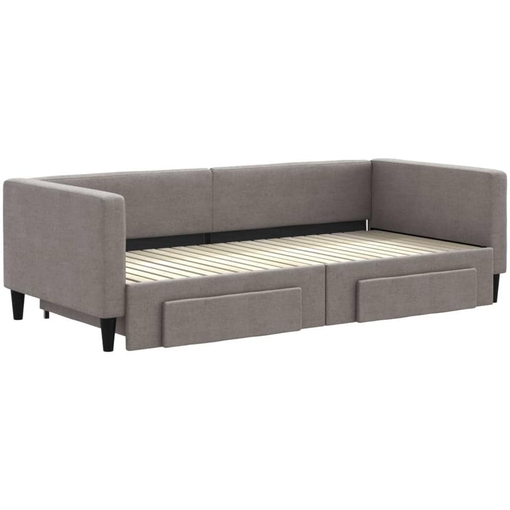 Divano Letto Estraibile Con Cassetti Tortora 90x200 Cm Tessuto - Foto 3