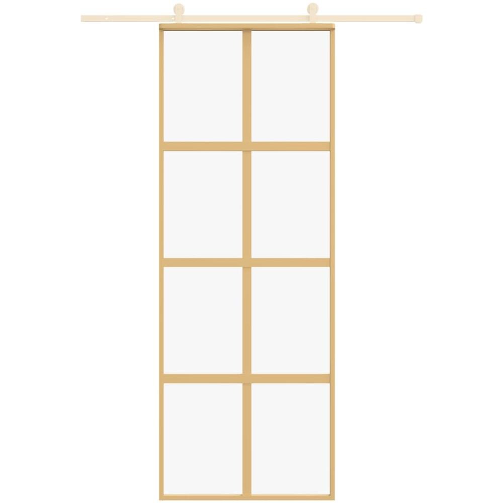 Porta Scorrevole Dorata 76x205 Vetro Trasparente Esg Alluminio - Foto 3