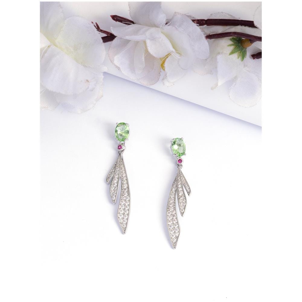 Orecchini a Goccia Piuma Color Argento - Foto 1