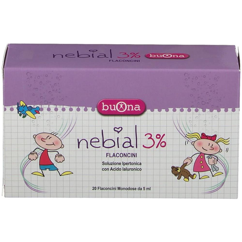 Nebial Flaconcini Soluzione Salina Ipertonica di Sodio Cloruro al 3% con Acido Ialuronico 20X5 ml - Foto 2