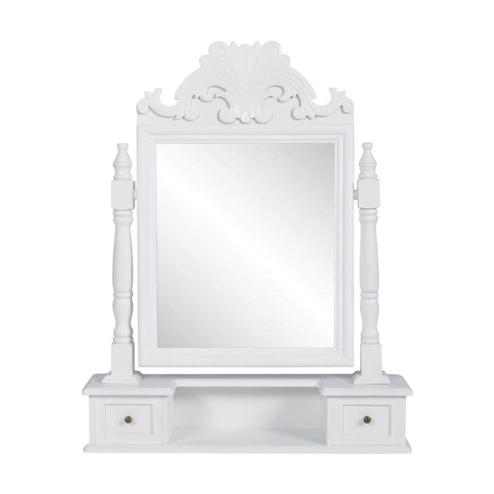 Tavolo Make Up Stile Classico Con Specchio Oscillante Bianco - Foto 1