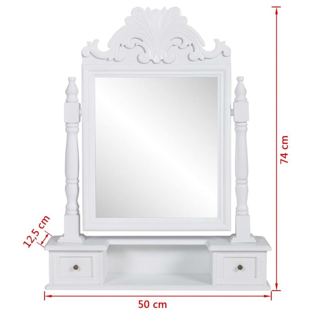 Tavolo Make Up Stile Classico Con Specchio Oscillante Bianco - Foto 12