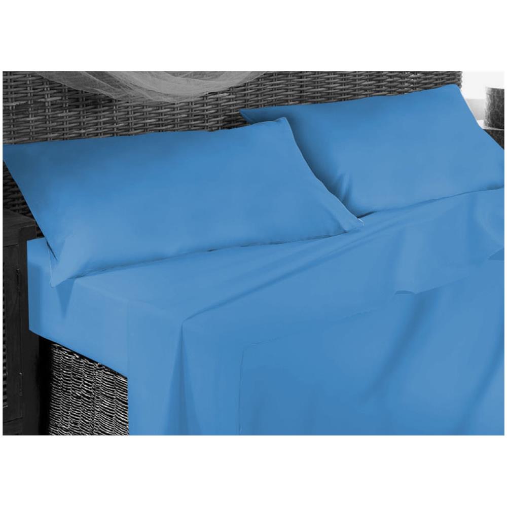 Completo Lenzuola In 100% Cotone In Tinta Unita Vari Colori Made In Italy Maxi Blu Notte 90309353