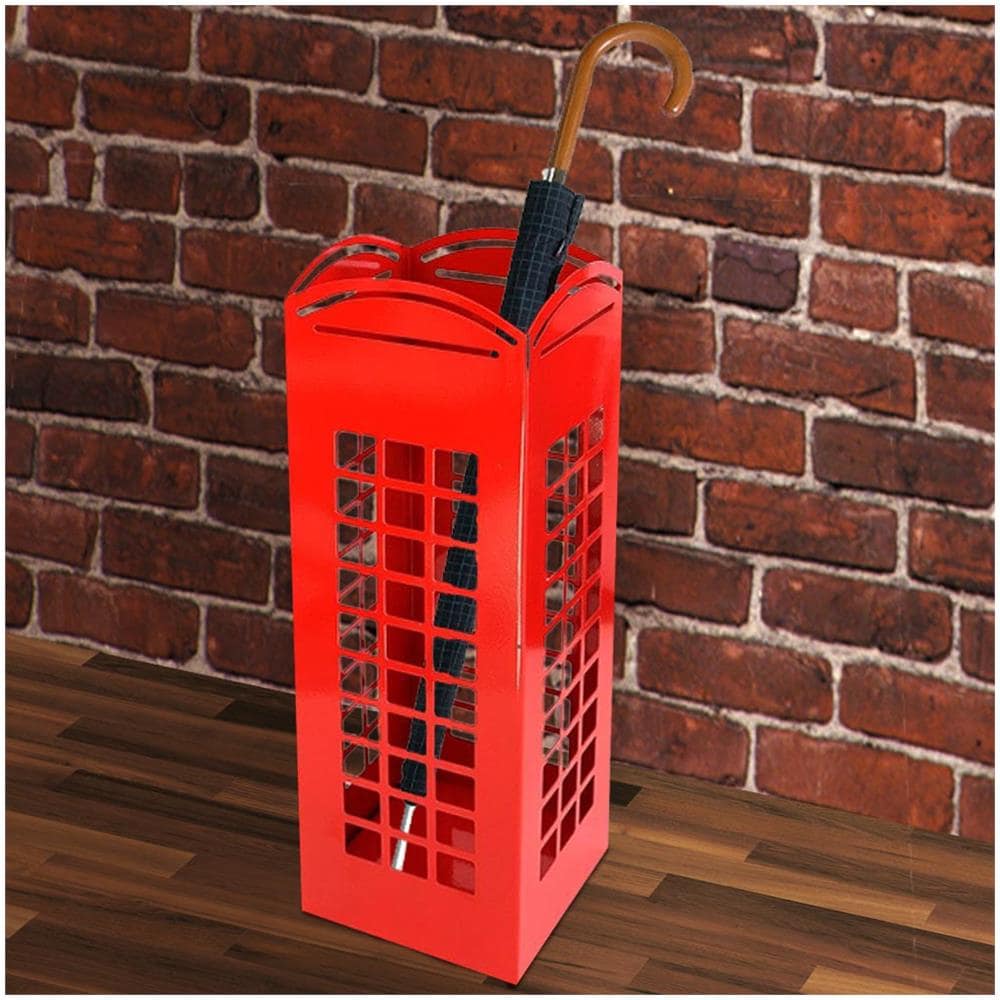 Portaombrelli Porta Ombrelli Ferro Design 10 Quadrato Stand Rosso London - Foto 2