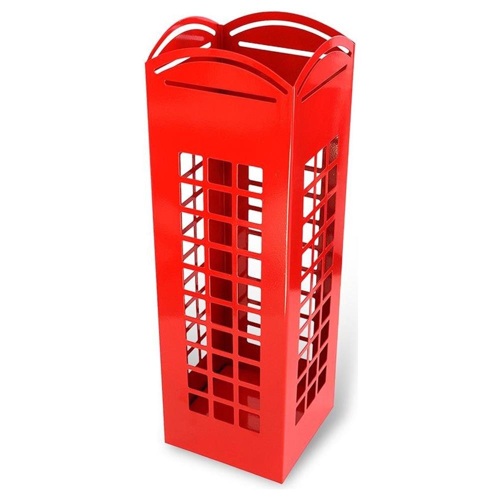 Portaombrelli Porta Ombrelli Ferro Design 10 Quadrato Stand Rosso London - Foto 3