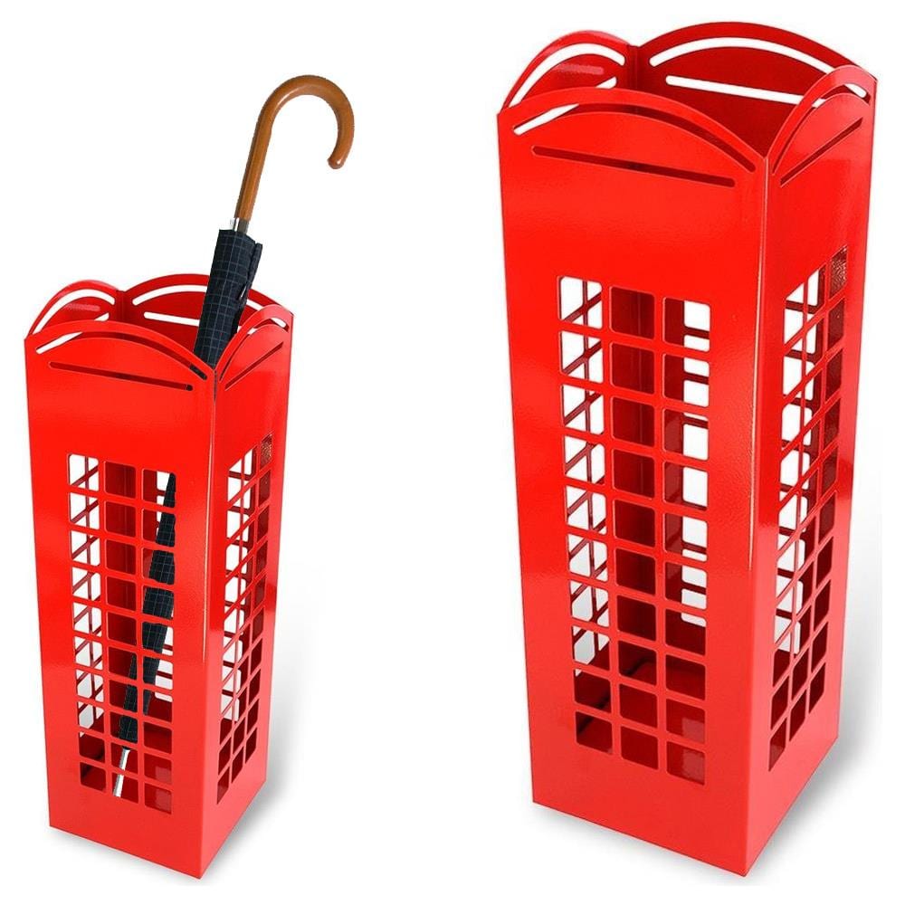 Portaombrelli Porta Ombrelli Ferro Design 10 Quadrato Stand Rosso London - Foto 1