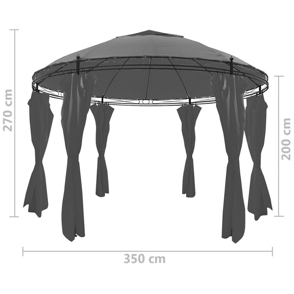 Gazebo Rotondo Con Tende 3,5 X 2,7 M Antracite - Foto 7