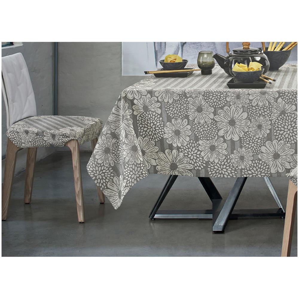 Copritavolo Antimacchia Disegno Sole Colore Grigio By Suardi 140x140 Grigio - Foto 2