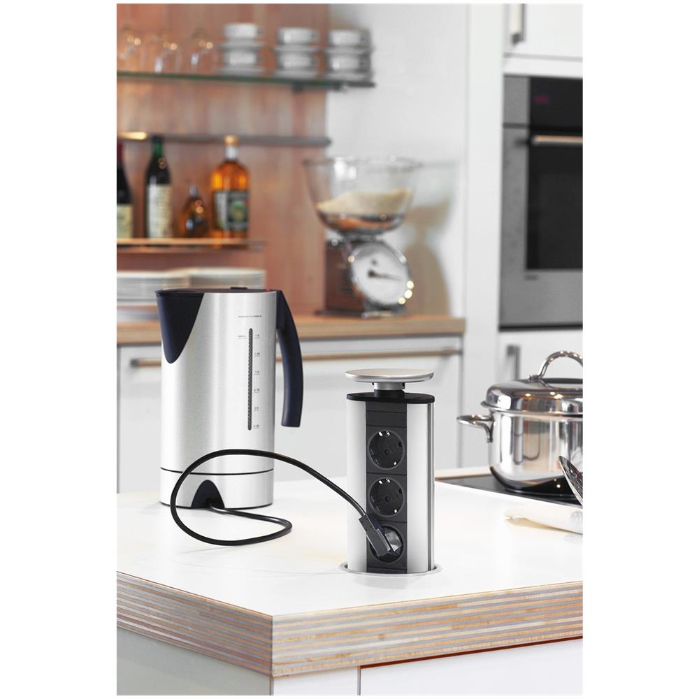 Torretta Portaprese Port-3 Schuko Tappo Colore Silver - Foto 2