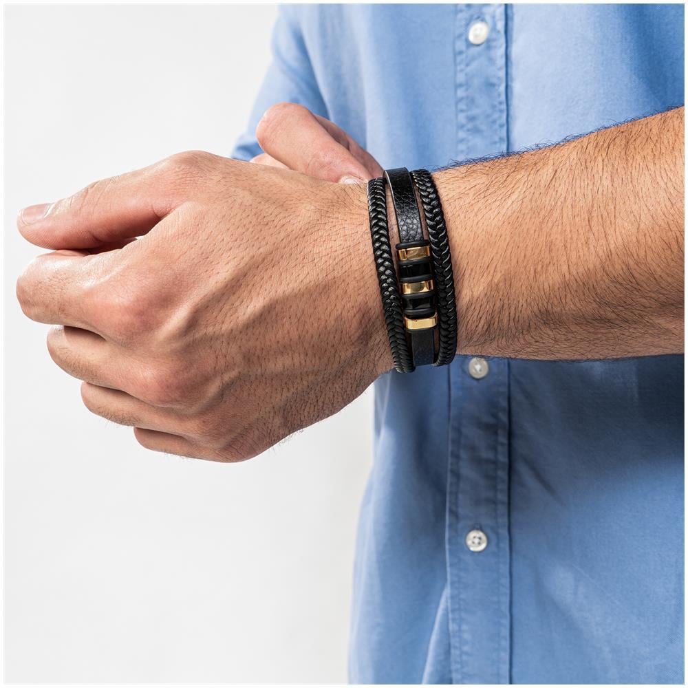 Bracciale in Pelle da Uomo, ""Glory"", 20cm, Oro - Foto 6