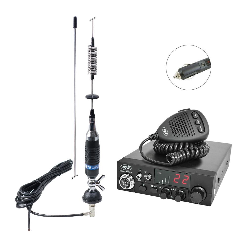 Pacchetto Radio Cb Escort Hp 8024, Antenna Asq 12v-24v + Cb S75 Con Cavo E Supporto Fisso - Foto 1